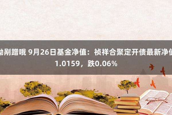 呦剐蹭哦 9月26日基金净值：祯祥合聚定开债最新净值1.0159，跌0.06%
