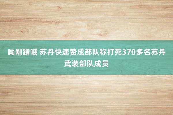 呦剐蹭哦 苏丹快速赞成部队称打死370多名苏丹武装部队成员
