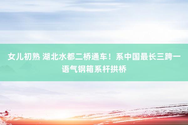 女儿初熟 湖北水都二桥通车！系中国最长三跨一语气钢箱系杆拱桥
