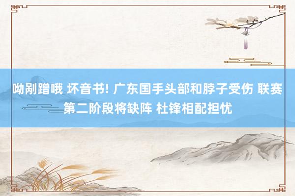 呦剐蹭哦 坏音书! 广东国手头部和脖子受伤 联赛第二阶段将缺阵 杜锋相配担忧