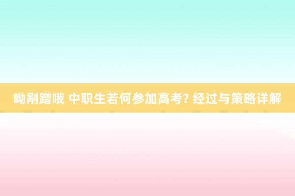 呦剐蹭哦 中职生若何参加高考? 经过与策略详解