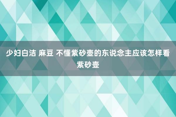 少妇白洁 麻豆 不懂紫砂壶的东说念主应该怎样看紫砂壶