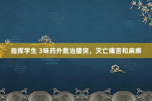 指挥学生 3味药外敷治腰突，灭亡痛苦和麻痹