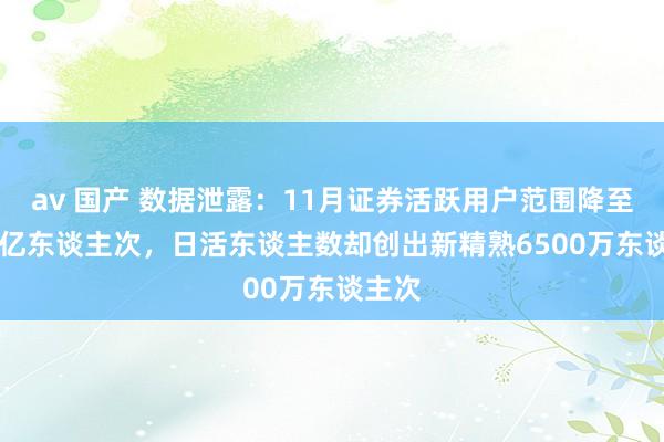 av 国产 数据泄露：11月证券活跃用户范围降至1.78亿东谈主次，日活东谈主数却创出新精熟6500万东谈主次
