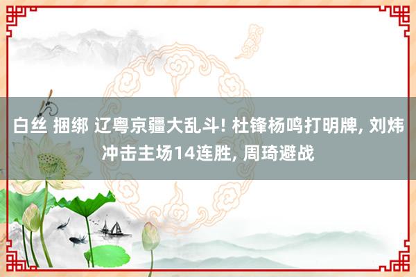 白丝 捆绑 辽粤京疆大乱斗! 杜锋杨鸣打明牌， 刘炜冲击主场14连胜， 周琦避战
