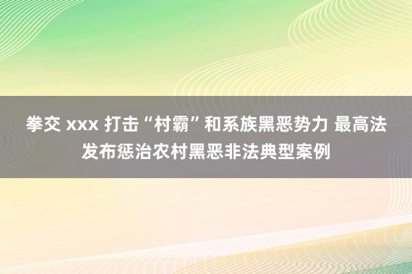 拳交 xxx 打击“村霸”和系族黑恶势力 最高法发布惩治农村黑恶非法典型案例
